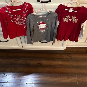 EUC Bundle of three Gymboree and Children’s Place Holiday Long Sleeve Tees,4T
